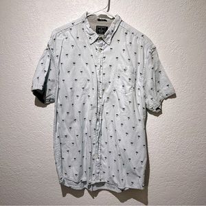 Artistry in Motion Palm Tree Mens Button Down Shirt XL Slim Fit